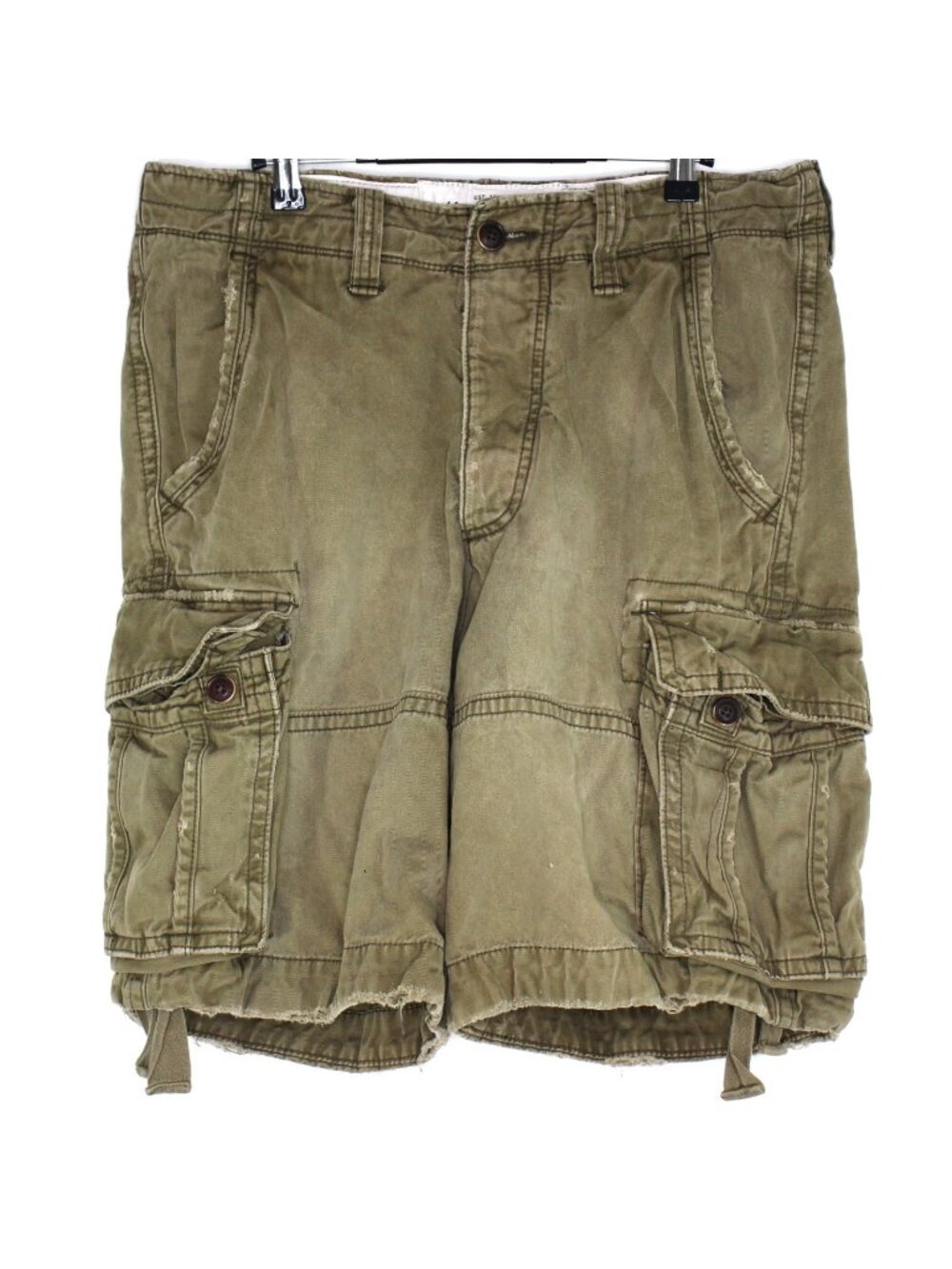 Vintage Abercrombie & Fitch Mens 33 x 10 Y2K Heavy Distressed Cargo Shorts N1447